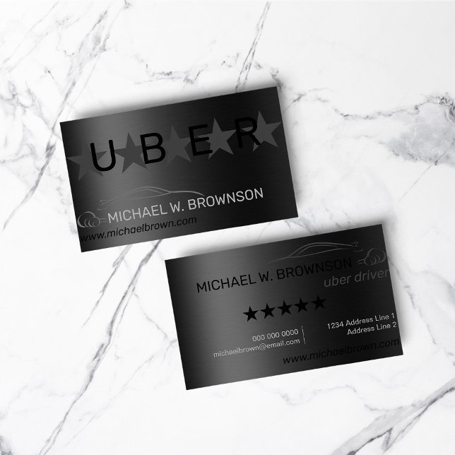 Metallic Gray Silver Minimal Driver Auto Visitenkarte (Metallic Gray Silver Minimal Driver car auto Business Card)