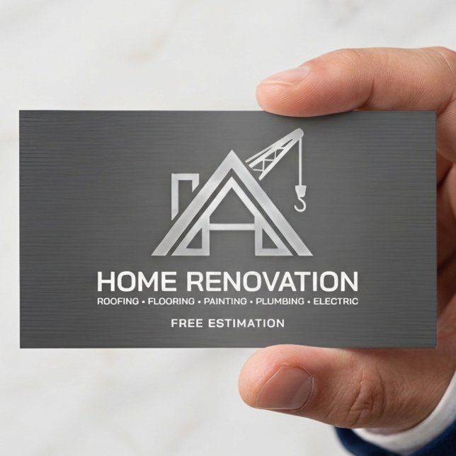 Metallic Home Renovation Structural Contractor Visitenkarte (Von Creator hochgeladen)