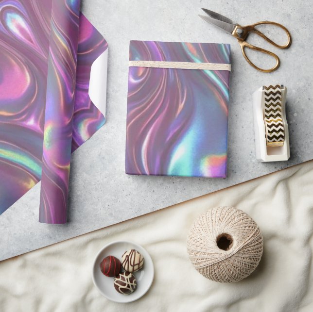 Metallic Iridescent Rainbow Pink Aqua Purple  Geschenkpapier (Kunsthandwerk)