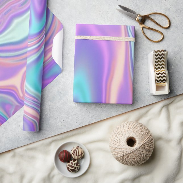 Metallic Iridescent Rainbow Pink Aqua Purple  Geschenkpapier (Kunsthandwerk)