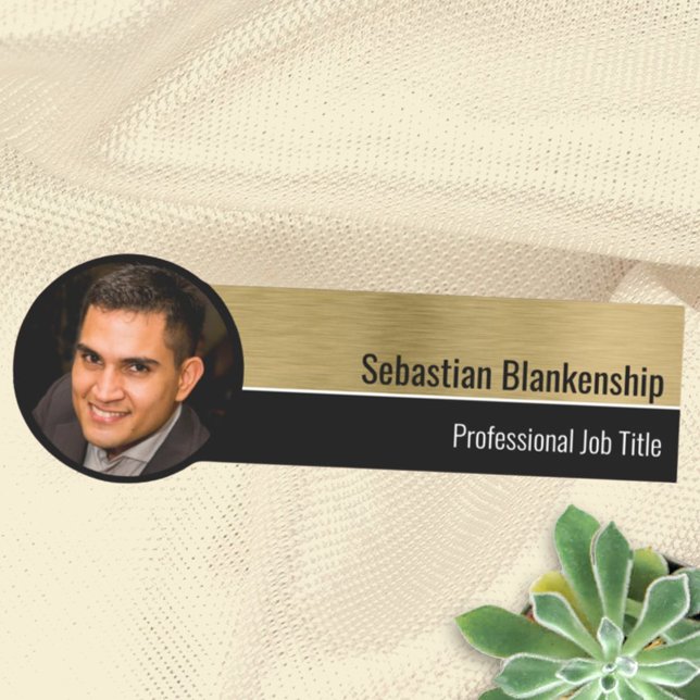 Metallic Look Beruflich Gold Custom Foto Namensschild (Von Creator hochgeladen)