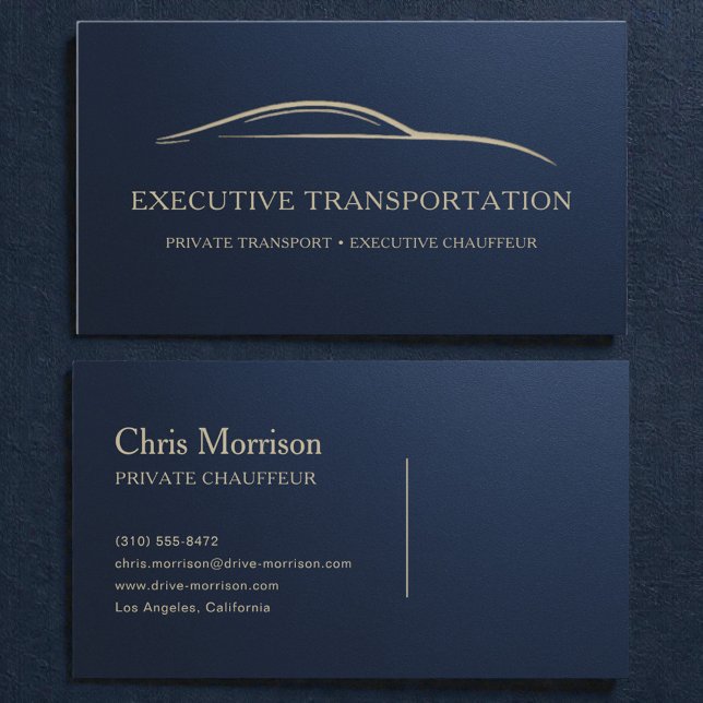 Metallic Luxury Executive Transport Navy Blue Visitenkarte (Von Creator hochgeladen)