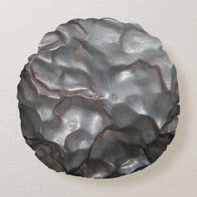 Metallic Meteorite Rock Pattern, Rundes Kissen (Vorderseite)