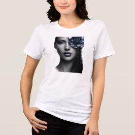 Metallic Midnight Rose Portrait  Dark Floral  Tri-Blend Shirt