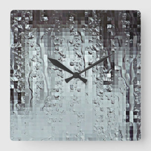 Metallic Modern Abstract Rain Droplets Personalize Quadratische Wanduhr
