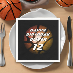 Metallic Orange Basketball Ball Geburtstag Serviette