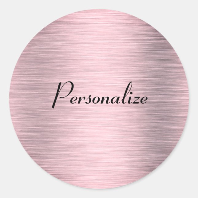 Metallic Pink Gold Klassischer Rundsticker Runder Aufkleber (Vorderseite)