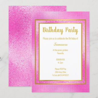 METALLIC PINK & GOLD LAYERED EMBOSSED GEBURTSTAG EINLADUNG