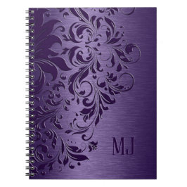 Metallic Purple Brushed Aluminum Purple Lace Notizblock