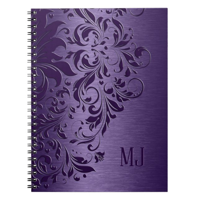 Metallic Purple Brushed Aluminum Purple Lace Notizblock (Vorderseite)