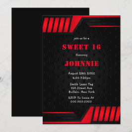 Metallic Red Black Sweet 16 Geburtstagsparty lädt 