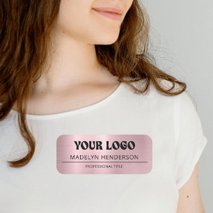 Metallic Rose Gold Firmenlogo Mitarbeiter Magnetic Namensschild