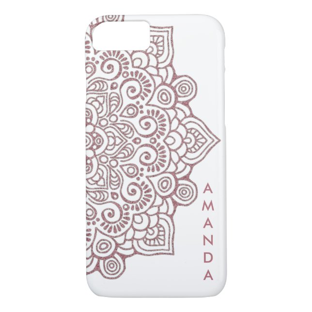 METALLIC Rose Gold Intricate Lace Mandala white Case-Mate iPhone Hülle (Rückseite)