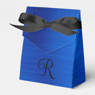 Metallic Royal Blue Curly Black Monogram Geschenkschachtel