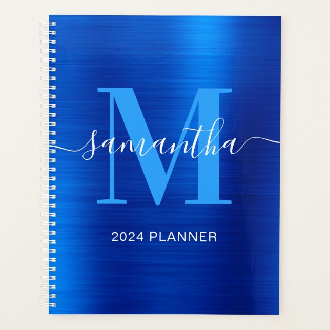 Metallic Royal Blue Signature Monogram Planer (Vorderseite)