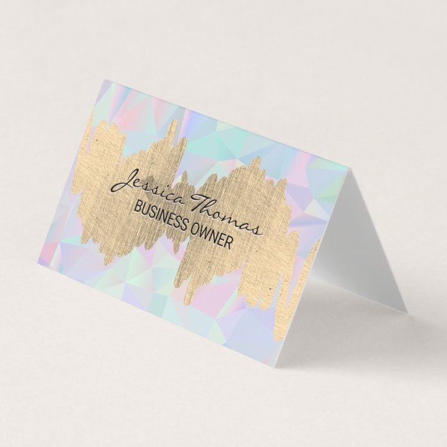 Metallic Scribble | Geometric Holographic Visitenkarten (Vorderseite)