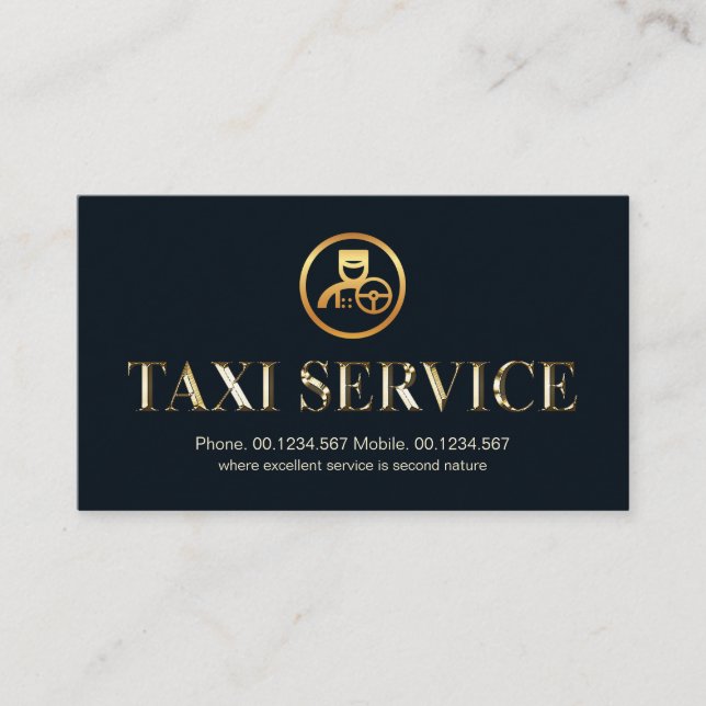 Metallic Shiny Gold Taxi Service Signage Driver Visitenkarte (Vorderseite)