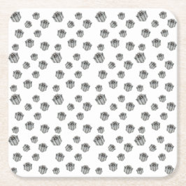 Metallic Silver Presents Premium Party Celebration Rechteckiger Pappuntersetzer