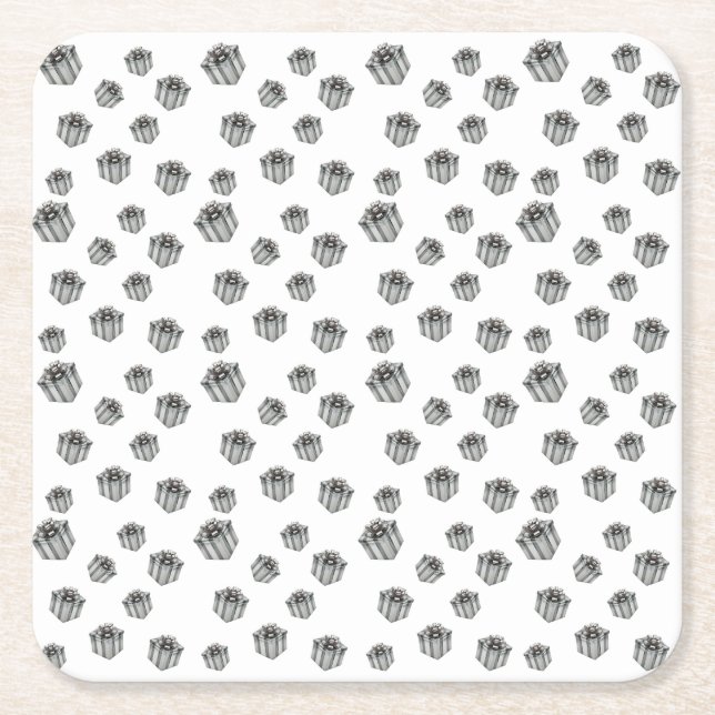 Metallic Silver Presents Premium Party Celebration Rechteckiger Pappuntersetzer (Vorderseite)