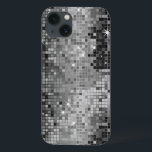 Metallic Silver Sequins Look Disco Mirrors Bling Case-Mate iPhone Hülle<br><div class="desc">Popular shiny metallic sequence look gray silver tones disco style. Retro 70's disco ball mirrors with the bling and sparkles. Look for this design in many tones. Purple blue green pink and can be haiested in your favorite color. It is a pattern and not actual sequence.</div>