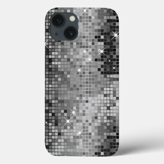 Metallic Silver Sequins Look Disco Mirrors Bling Case-Mate iPhone Hülle (Rückseite)