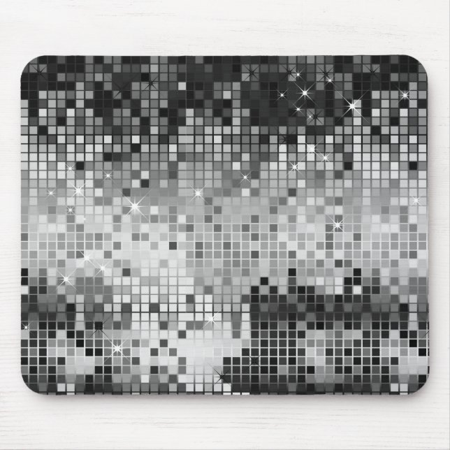 Metallic Silver Sequins Look Disco Mirrors Bling Mousepad (Vorne)