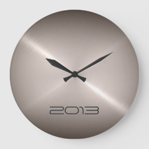 Metallic Silver Stainless Steel Metal 2 Große Wanduhr