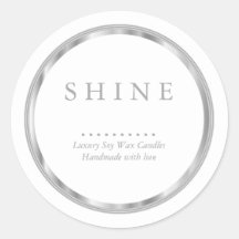 ⭐ Metallic Silver und White Classic Round Sticker