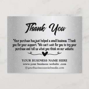 Metallic Silver Vielen Dank für Ihr Geschäft Postkarte