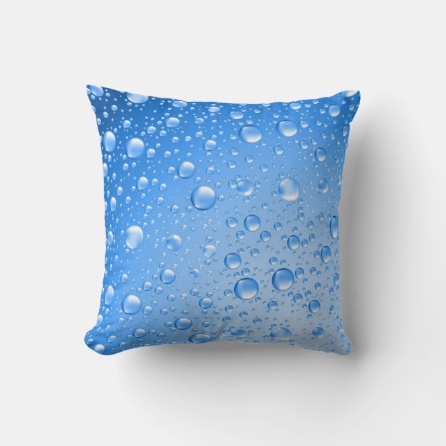 Metallic Sky Blue Rain Drops Kissen (Vorderseite)