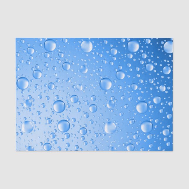 Metallic Sky Blue Rain Drops Seidenpapier (Vorderseite)
