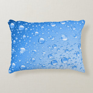 Metallic Sky Blue Rain Drops Zierkissen