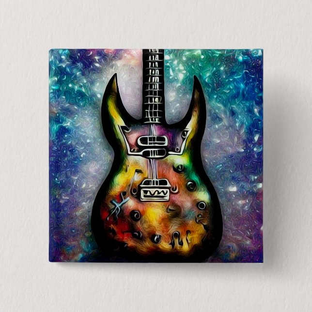 Metallic Steampunk Painted Guitar Button (Vorderseite)