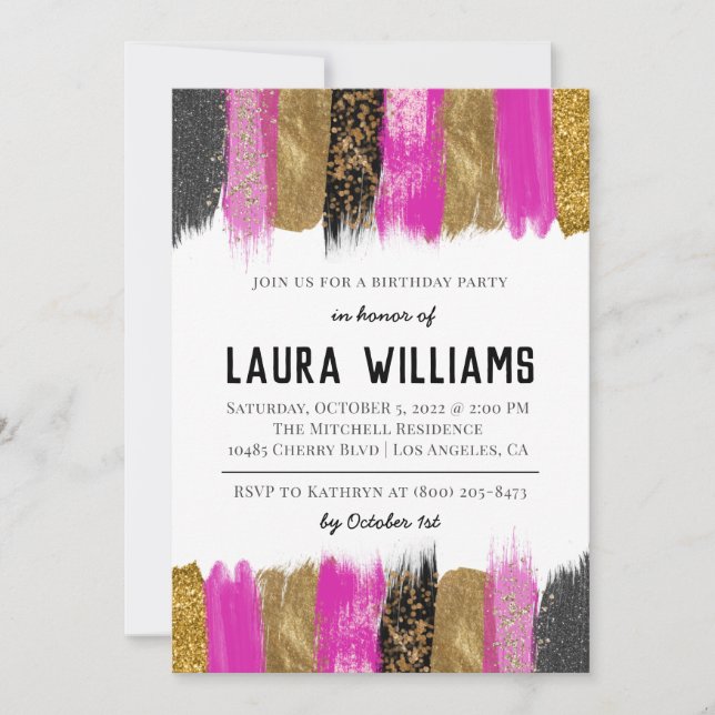 Metallic Tape Gold & Pink - Einladung zum Geburtst (Vorderseite)