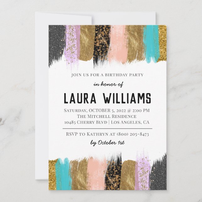 Metallic Tape Gold & Pink - Einladung zum Geburtst (Vorderseite)