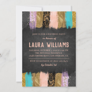 Metallic Tape Gold & Pink - Einladung zum Geburtst