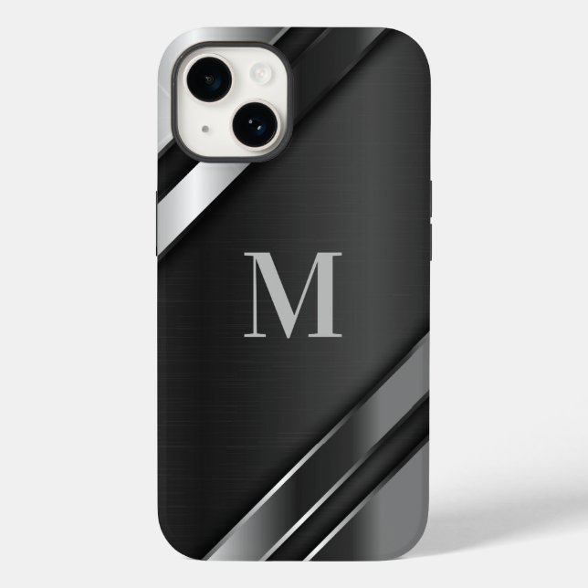 Metallic Texture Monogram Case-Mate iPhone Hülle (Rückseite)