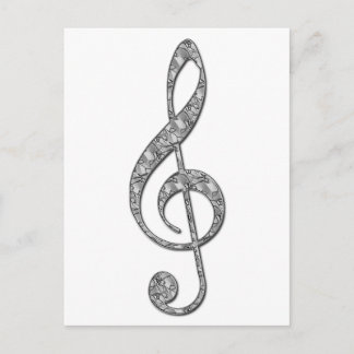 Metallic Treble Clef Postkarte