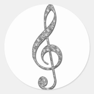 Metallic Treble Clef Runder Aufkleber