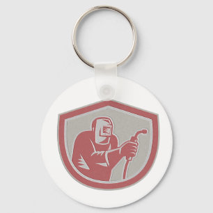 Metallic Welder Worker Holding Welding Torch Shiel Schlüsselanhänger