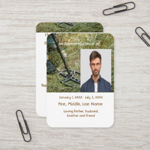 Metallidentifizierung von Memorial Pocket Card Visitenkarte