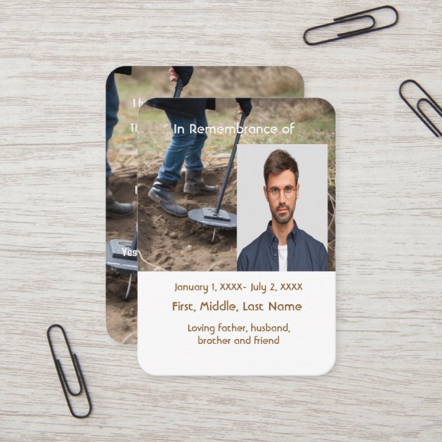 Metallidentifizierung von Memorial Pocket Card Visitenkarte (Vorderseite/Rückseite Beispiel)