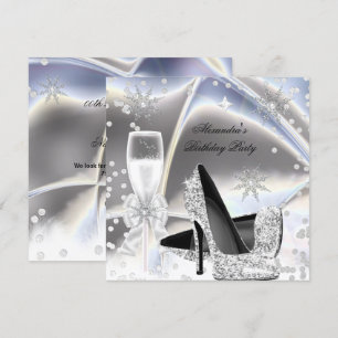 Metallisch aussehende Silberne Champagner High Hee Einladung