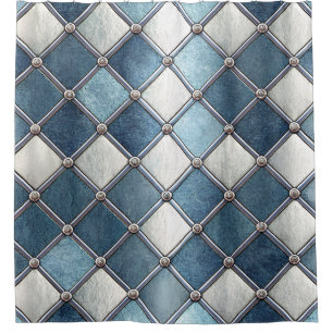 Metallisch-blauer Diamant - Geometrisch-industriel Duschvorhang