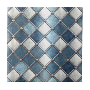 Metallisch-blauer Diamant - Geometrisch-industriel Fliese