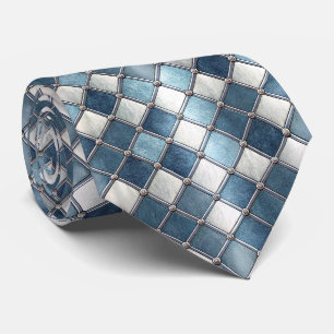 Metallisch-blauer Diamant - Geometrisch-industriel Krawatte