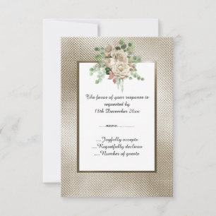 METALLISCH BRONZE PRÄGUNGEN WEIß BLUMEN CUSTOM RSV RSVP KARTE