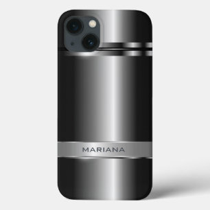 metallisch dunkelgrau und silberfarbener Stahlansa Case-Mate iPhone Hülle