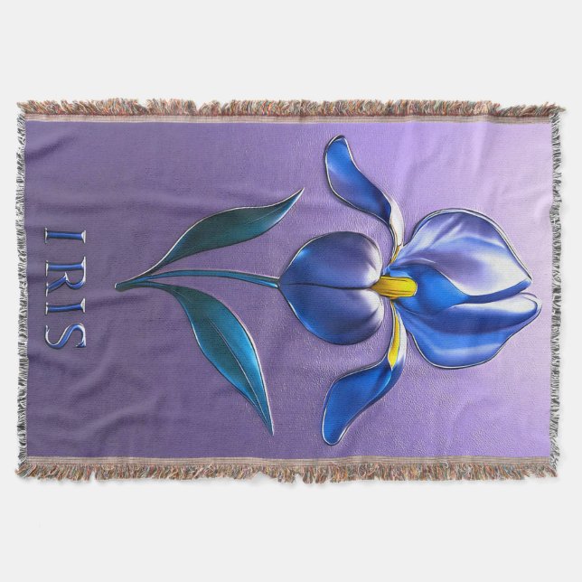 Metallisch Glänzende Blaue Irisblüte mit Text Decke (Vorderseite)