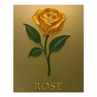 Metallisch Goldene Rosen-Eleganz Fotodruck